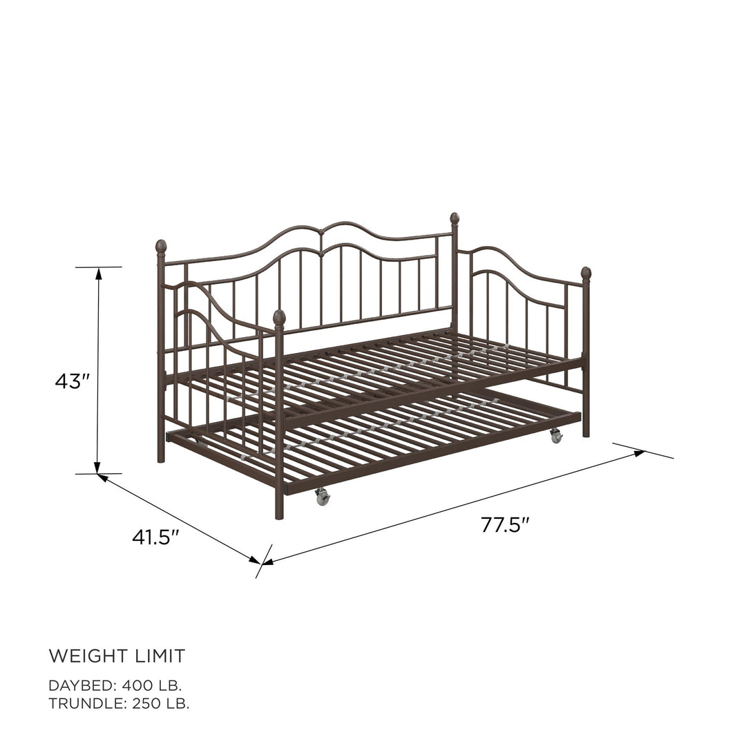 Tokyo Metal Daybed and Trundle Set with Metal Slats - Bronze - Twin