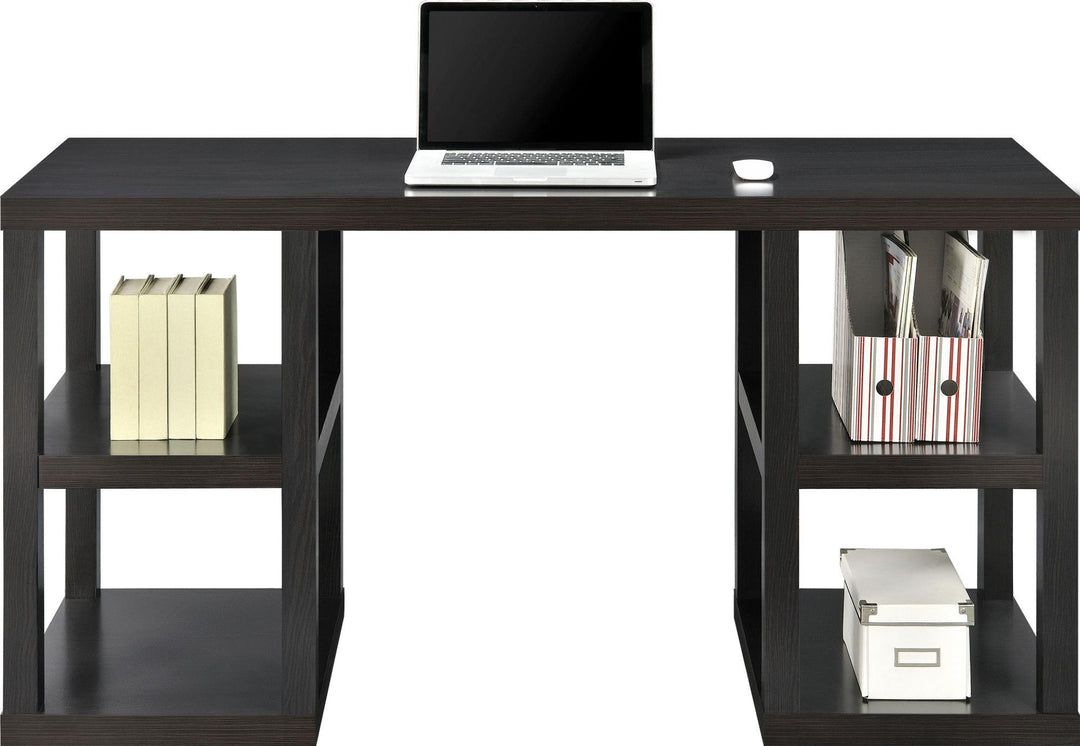 Parsons Desk with 4 Shelves -  Espresso