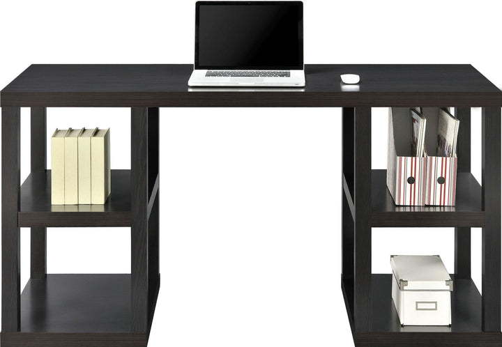 Parsons Desk with 4 Shelves -  Espresso