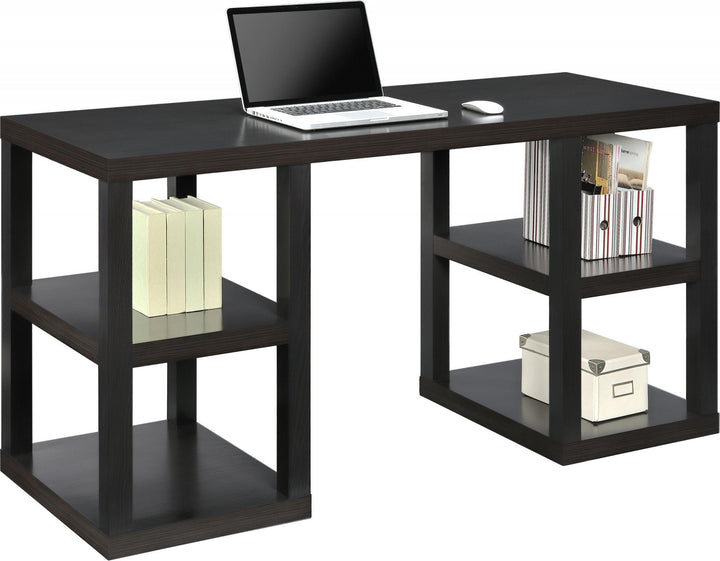 Double Pedestal Computer Desk with Storage -  Espresso