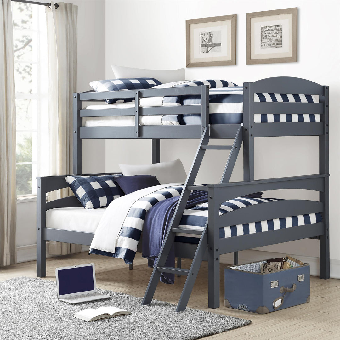 Brady Twin over Full Wooden Bunk Bed Frame with Ladder - Gray