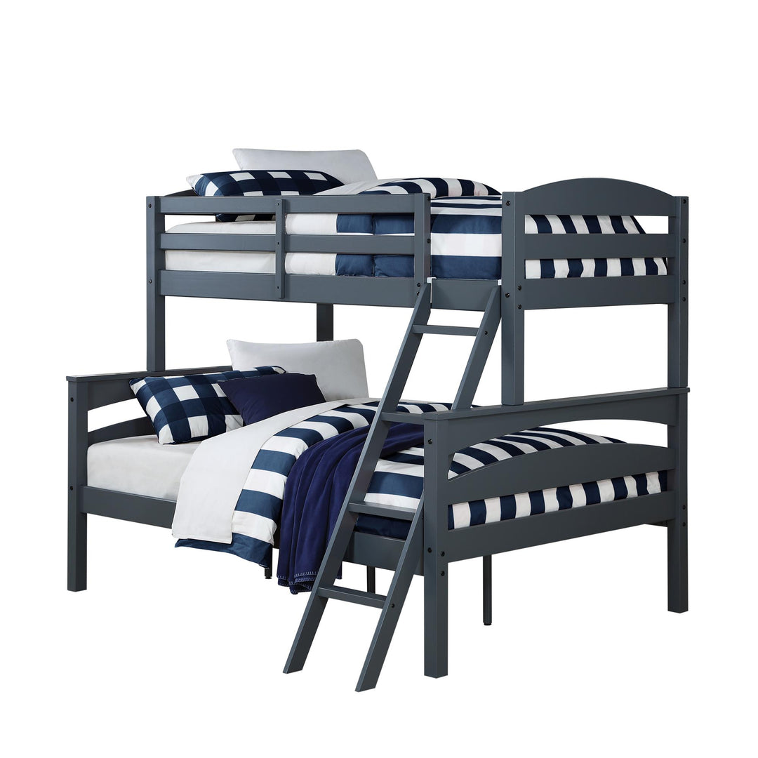Brady Twin over Full Wooden Bunk Bed Frame with Ladder - Gray