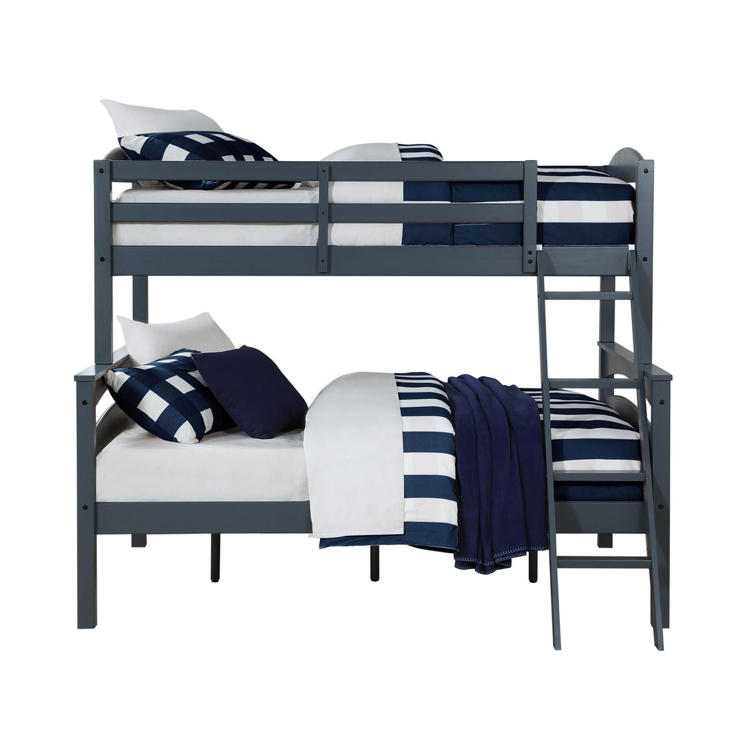 Brady Twin over Full Wooden Bunk Bed Frame with Ladder - Gray