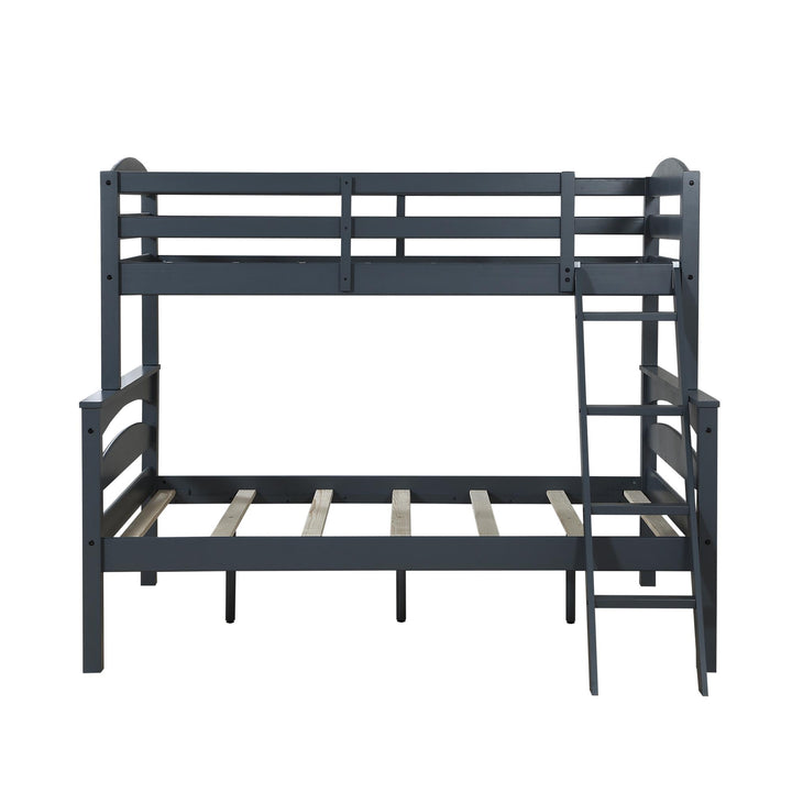 Brady Twin over Full Wooden Bunk Bed Frame with Ladder - Gray