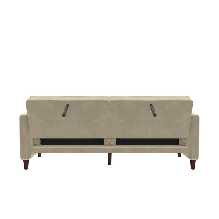 Pin Tufted Transitional Futon with Vertical Stitching and Button Tufting - Tan