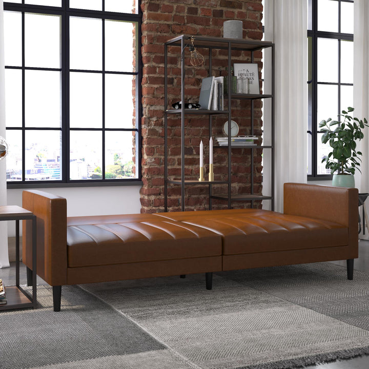 Farnsworth Futon - Camel Faux Leather