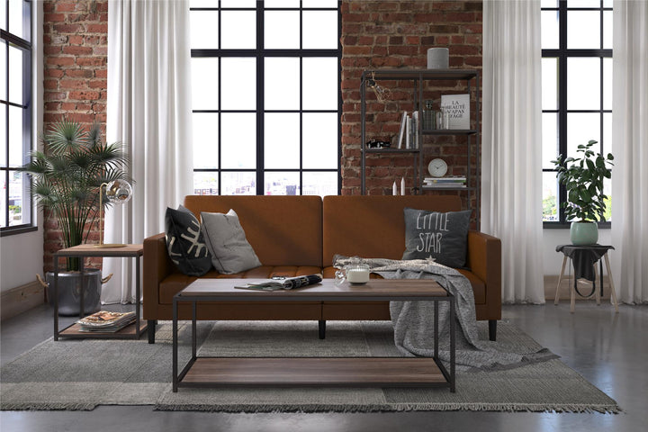 Farnsworth Futon - Camel Faux Leather