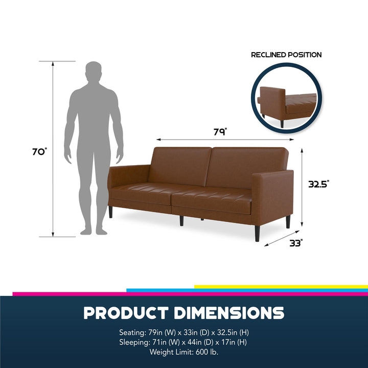 Farnsworth Futon - Camel Faux Leather