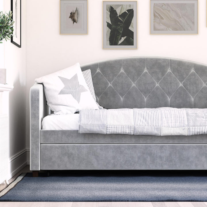 Ilena Upholstered Daybed with Trundle - Light Gray - Twin-Over-Twin