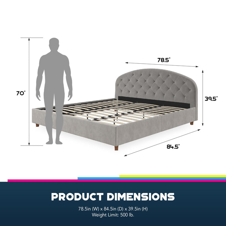 Gema Upholstered Bed with Bentwood Slats - Light Gray - King