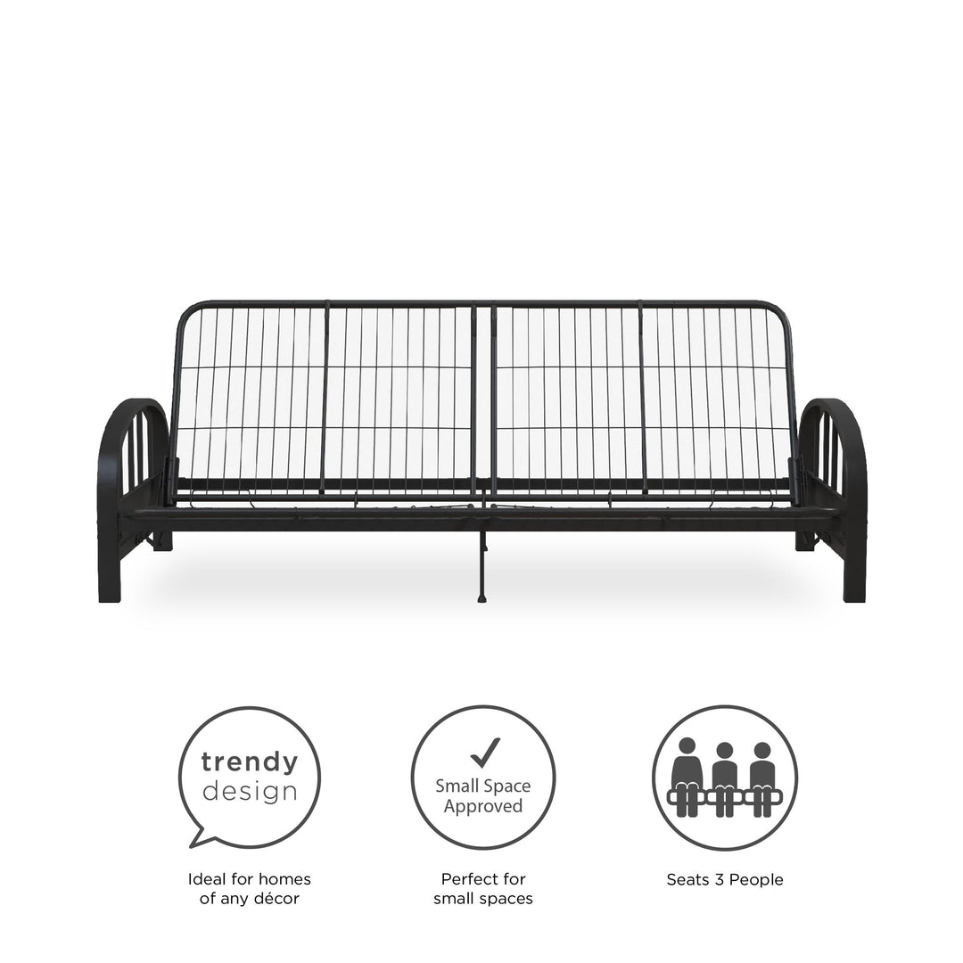 Ailee Metal Full Size Futon Frame with Multiple Reclining Positions - Black