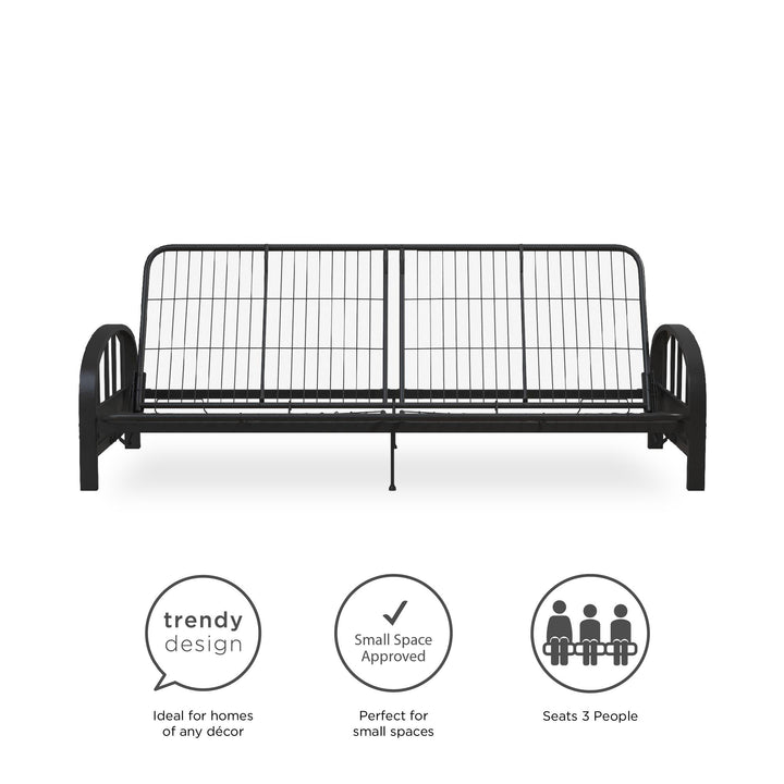 Ailee Metal Full Size Futon Frame with Multiple Reclining Positions - Black