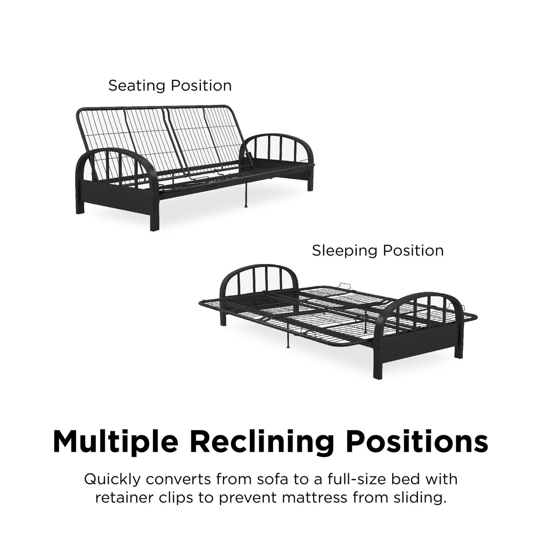 Ailee Metal Full Size Futon Frame with Multiple Reclining Positions - Black
