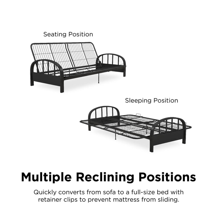 Ailee Metal Full Size Futon Frame with Multiple Reclining Positions - Black