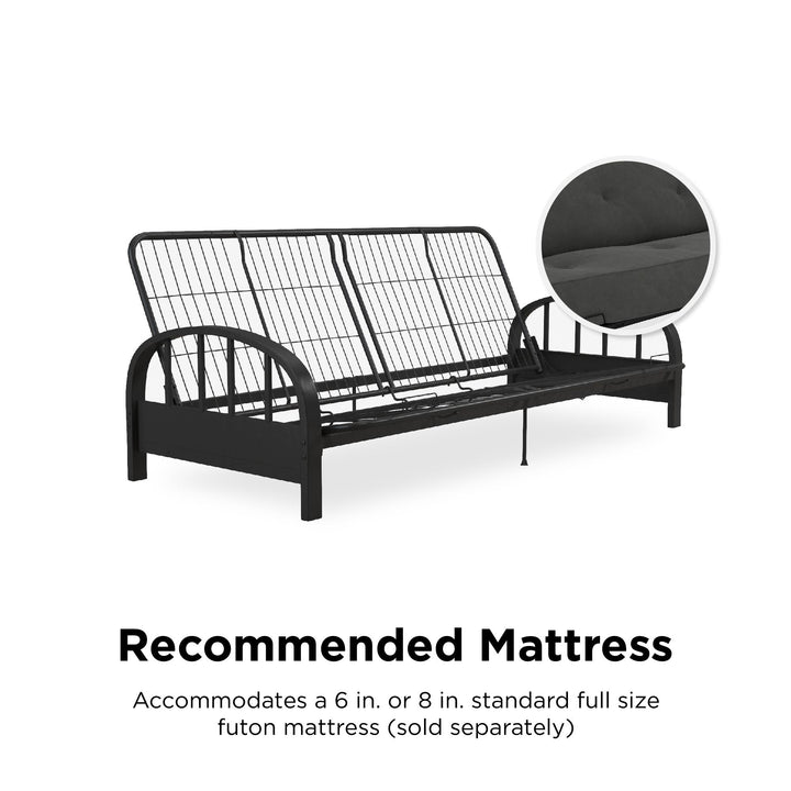 Ailee Metal Full Size Futon Frame with Multiple Reclining Positions - Black