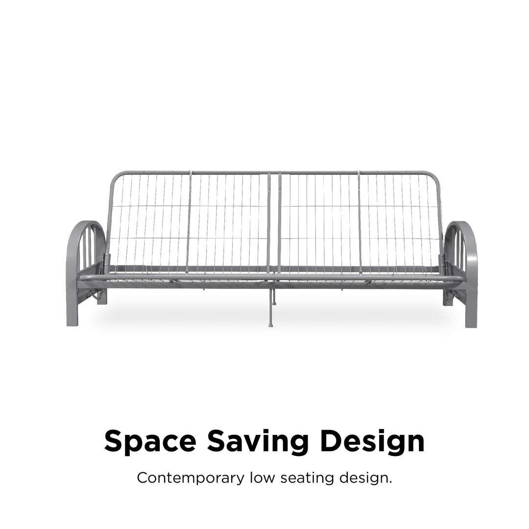 Ailee Metal Full Size Futon Frame with Multiple Reclining Positions - Silver