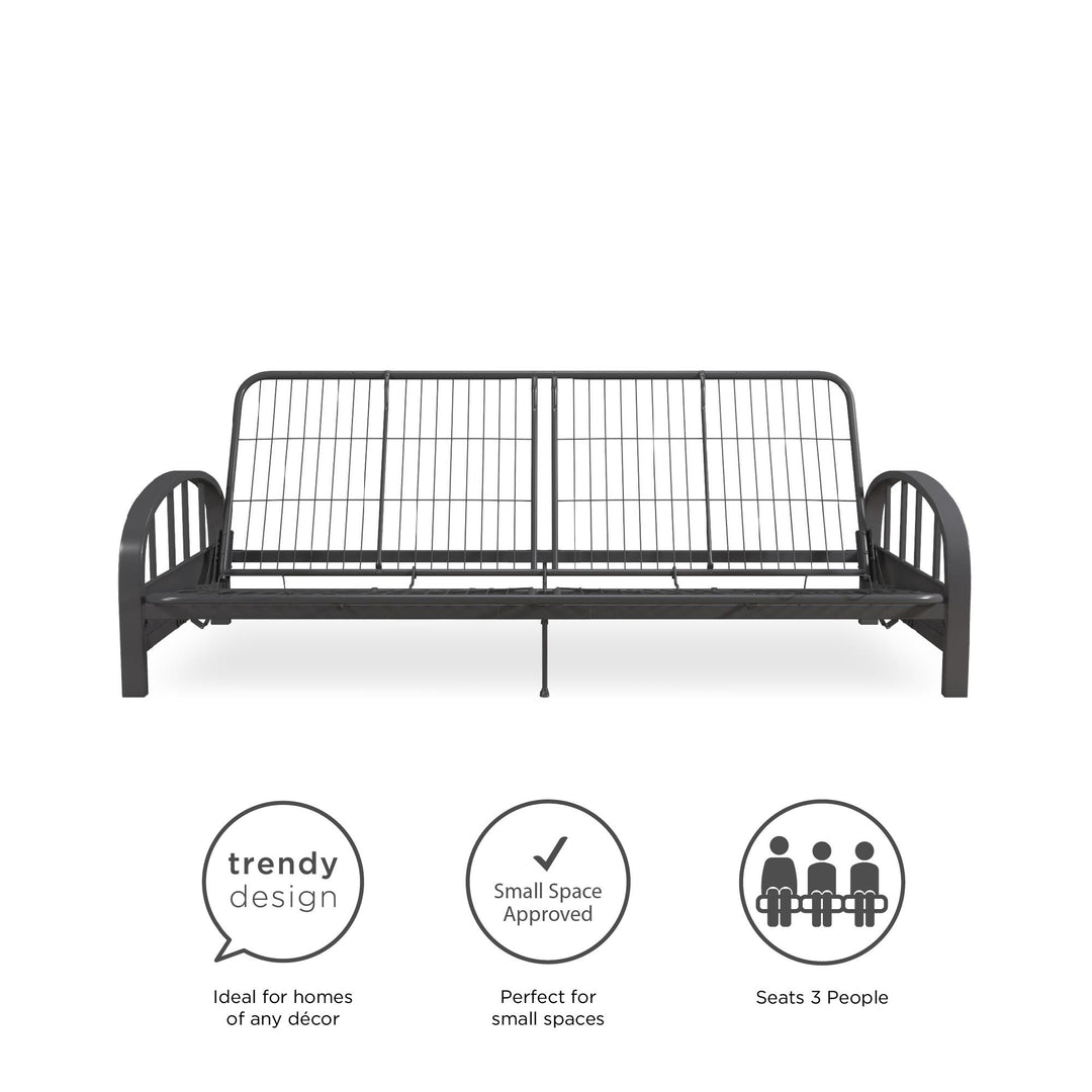 Ailee Metal Full Size Futon Frame with Multiple Reclining Positions - Gray