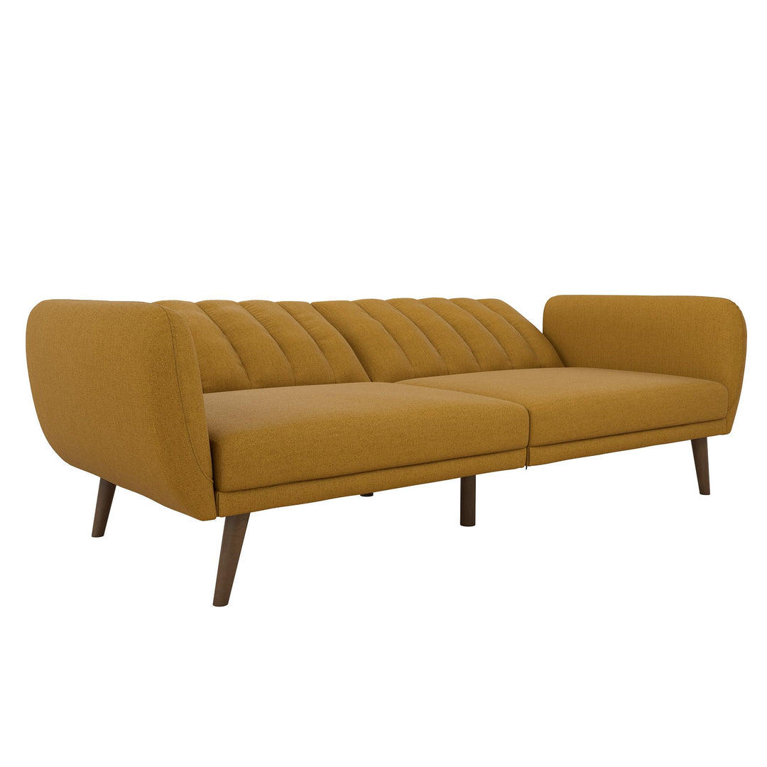 Brittany futon with vertical tufting -  Mustard