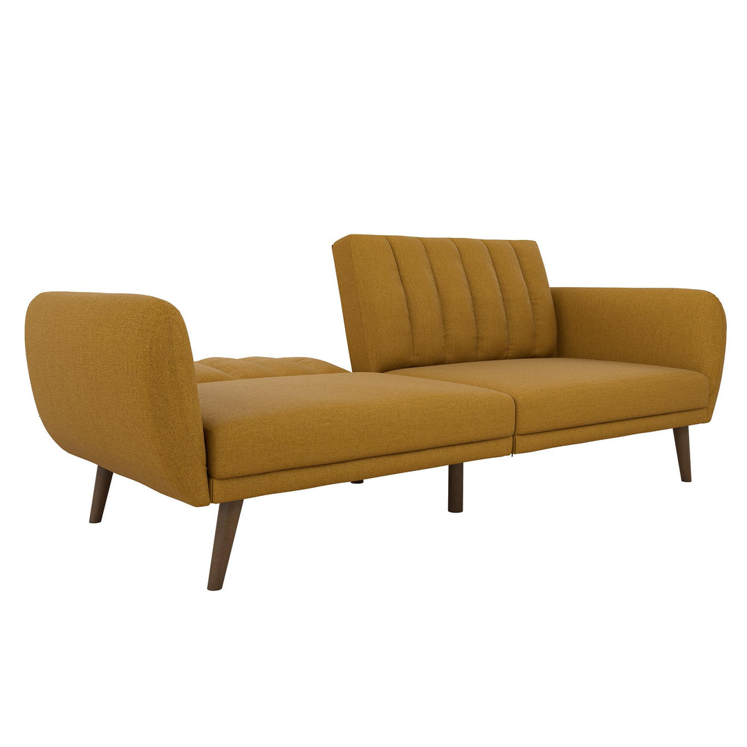 Curved armrests futon Brittany -  Mustard