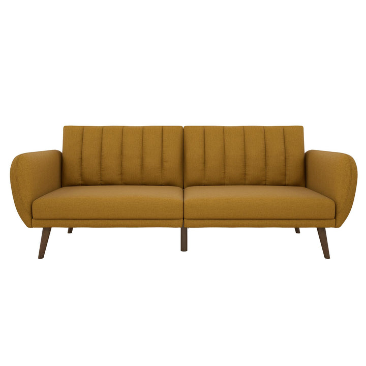 Futon with curved armrests -  Mustard