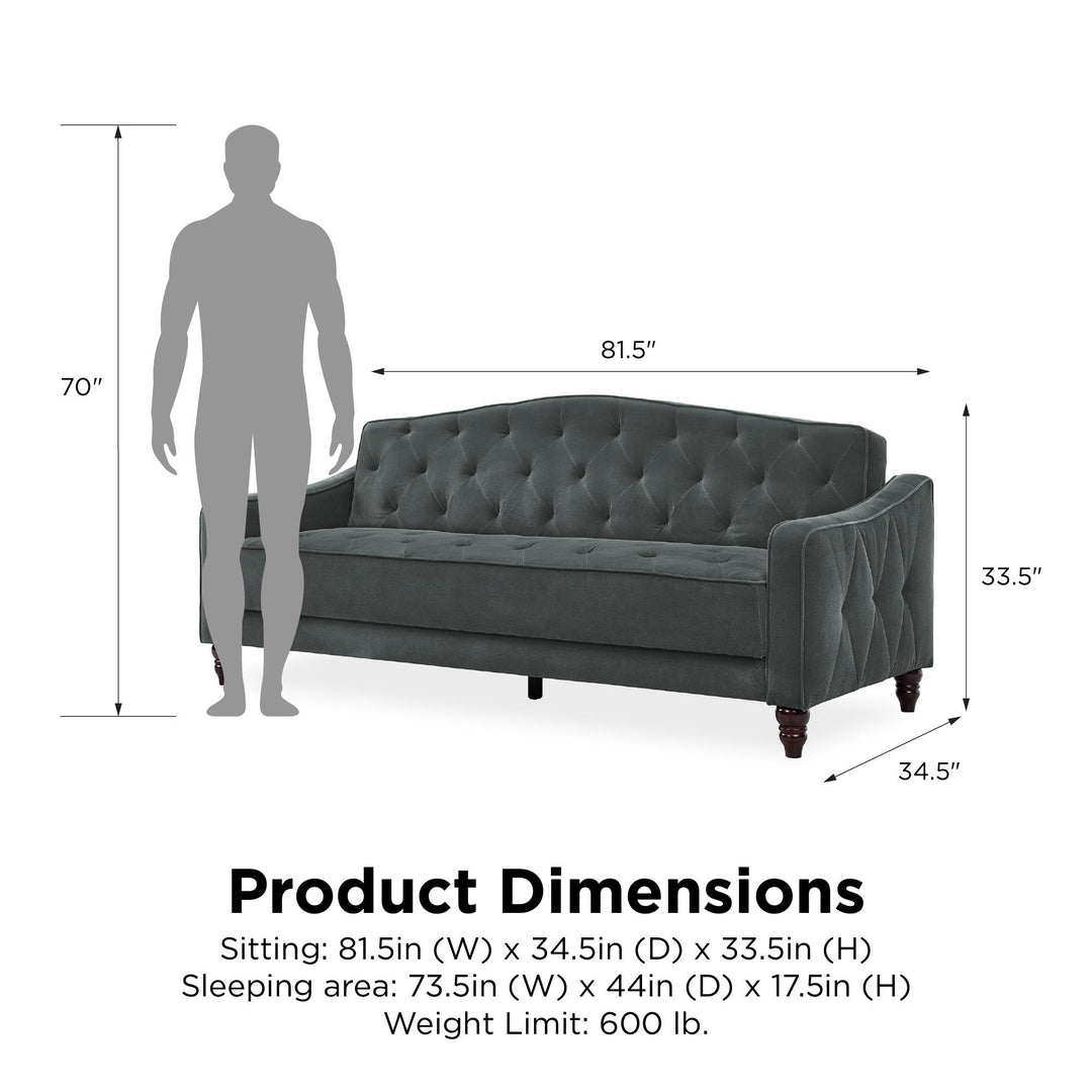 Vintage Tufted Sofa Sleeper II - Dark Gray