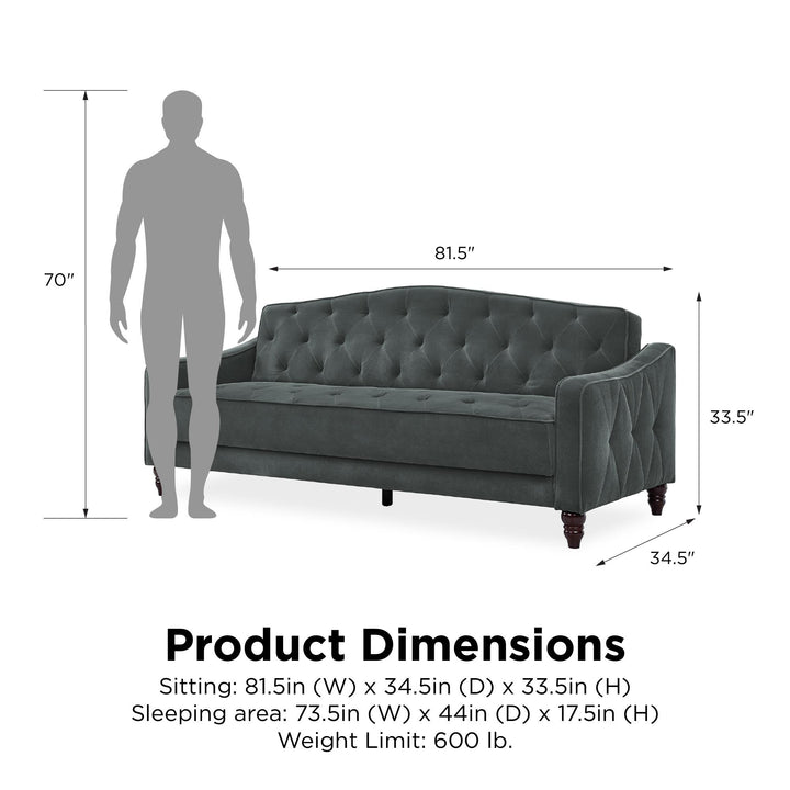 Vintage Tufted Sofa Sleeper II - Dark Gray