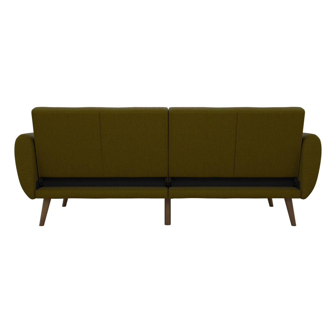 Brittany Futon with Vertical Channel Tufting and Curved Armrests - Green