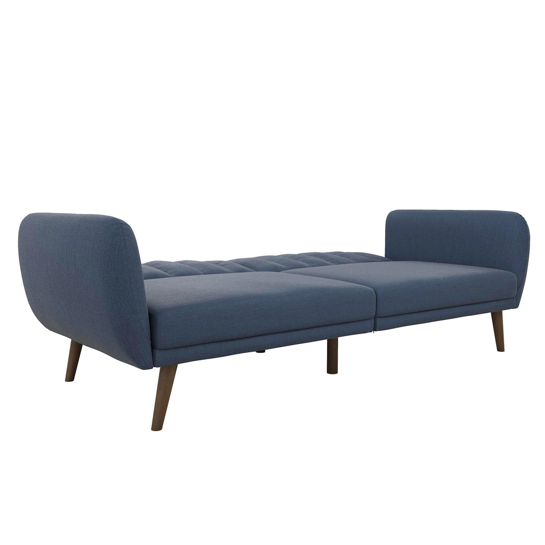 Futon with vertical channel tufting -  Navy Linen