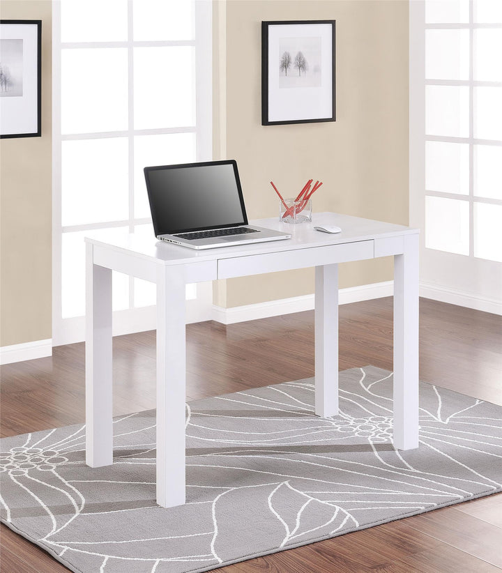 Parsons Minimalistic Desk with Drawer - White