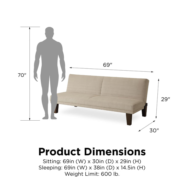 Convertible Futon with Stylish Design -  Tan