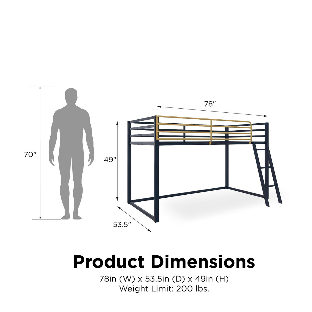 Monarch Hill Haven Metal Junior Loft Bed with Angled Ladder - Navy - Twin