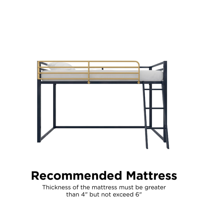 Monarch Hill Haven Metal Junior Loft Bed with Angled Ladder - Navy - Twin