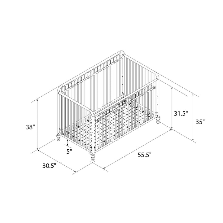 Little Seeds Raven 3-in-1 Metal Crib with Rounded Edges - Gold