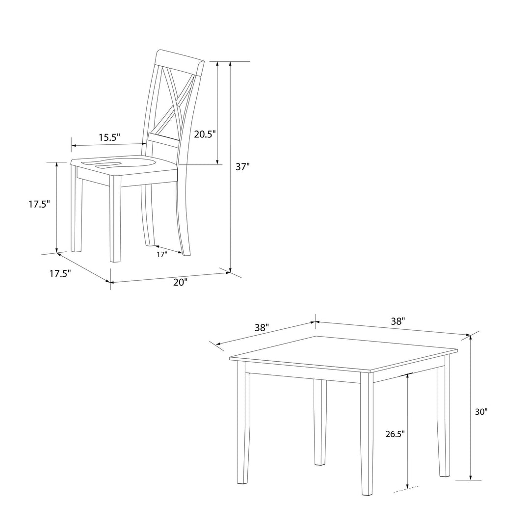 Rustic 5 Piece Dining Set for Home -  White