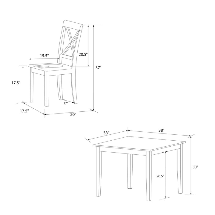 Rustic 5 Piece Dining Set for Home -  White