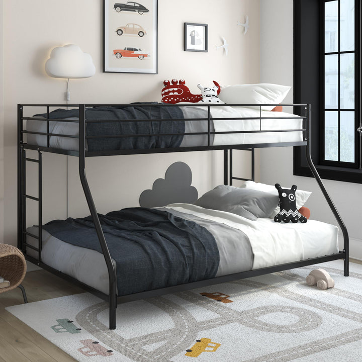 metal bunk bed frame twin over full - Black - Twin-Over-Full