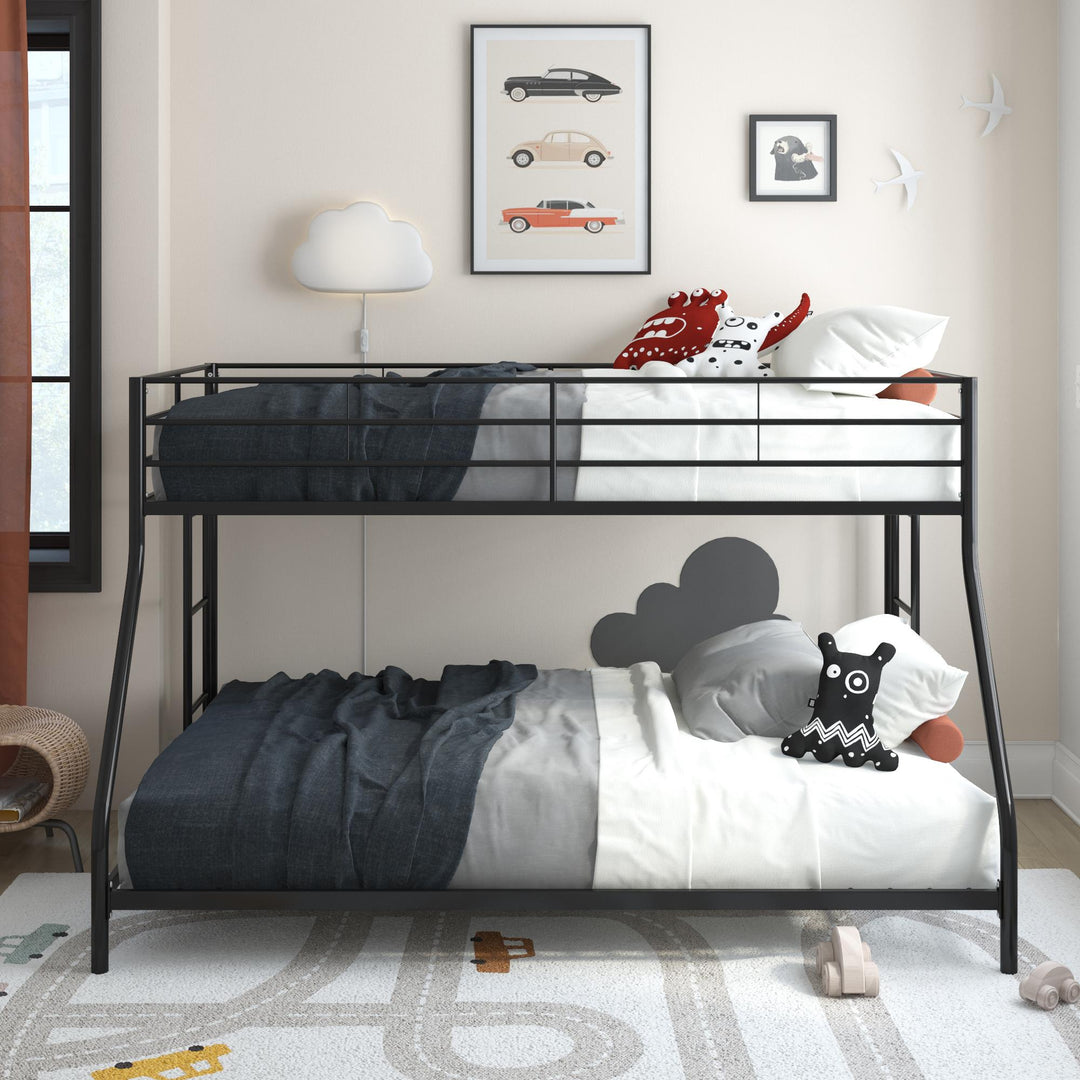 metal frame twin over full bunk bed - Black - Twin-Over-Full