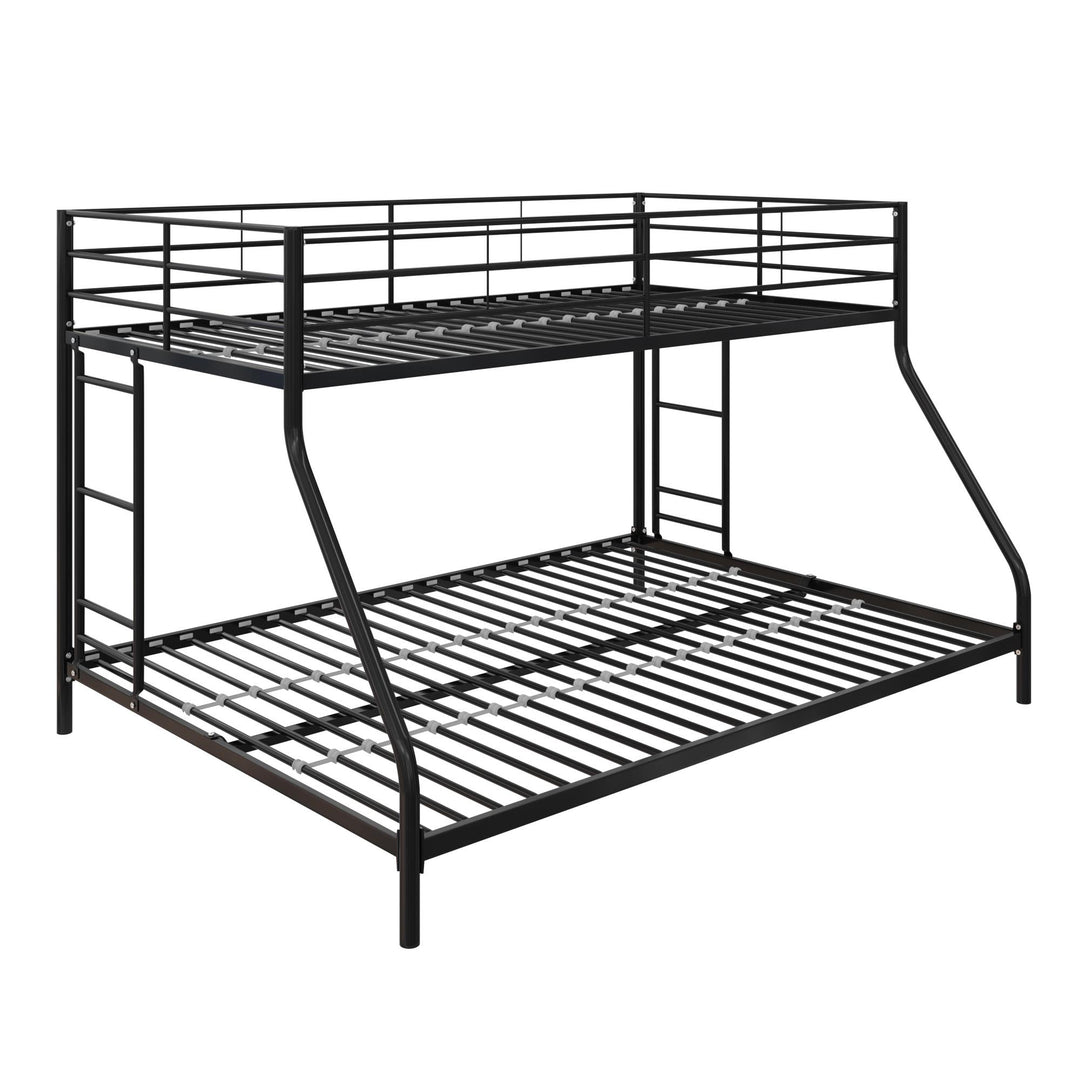 modern bunk beds twin over full - Black - Twin-Over-Full