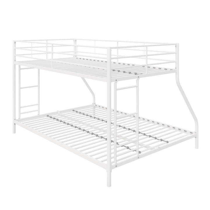 metal frame twin over full bunk bed - White - Twin-Over-Full