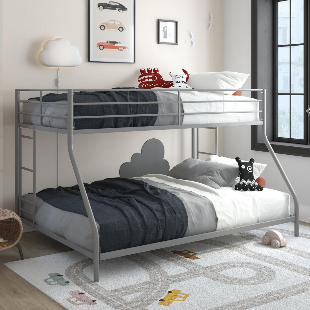 bunk bed twin over full - Silver - Twin-Over-Full