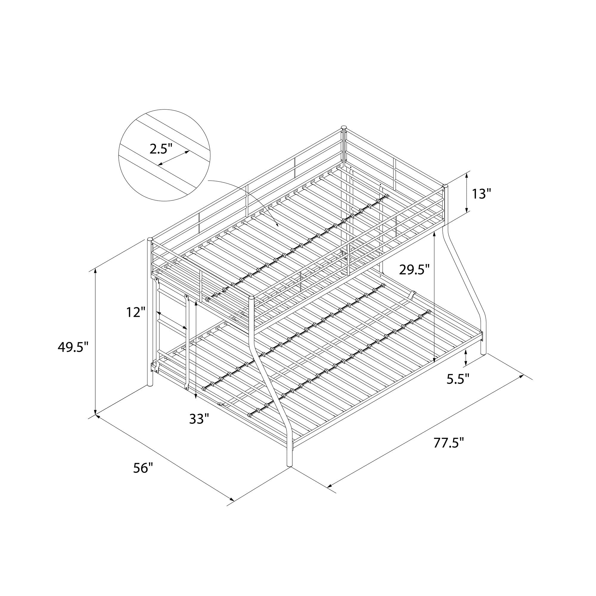 Twin over full bunk bed dimensions deals