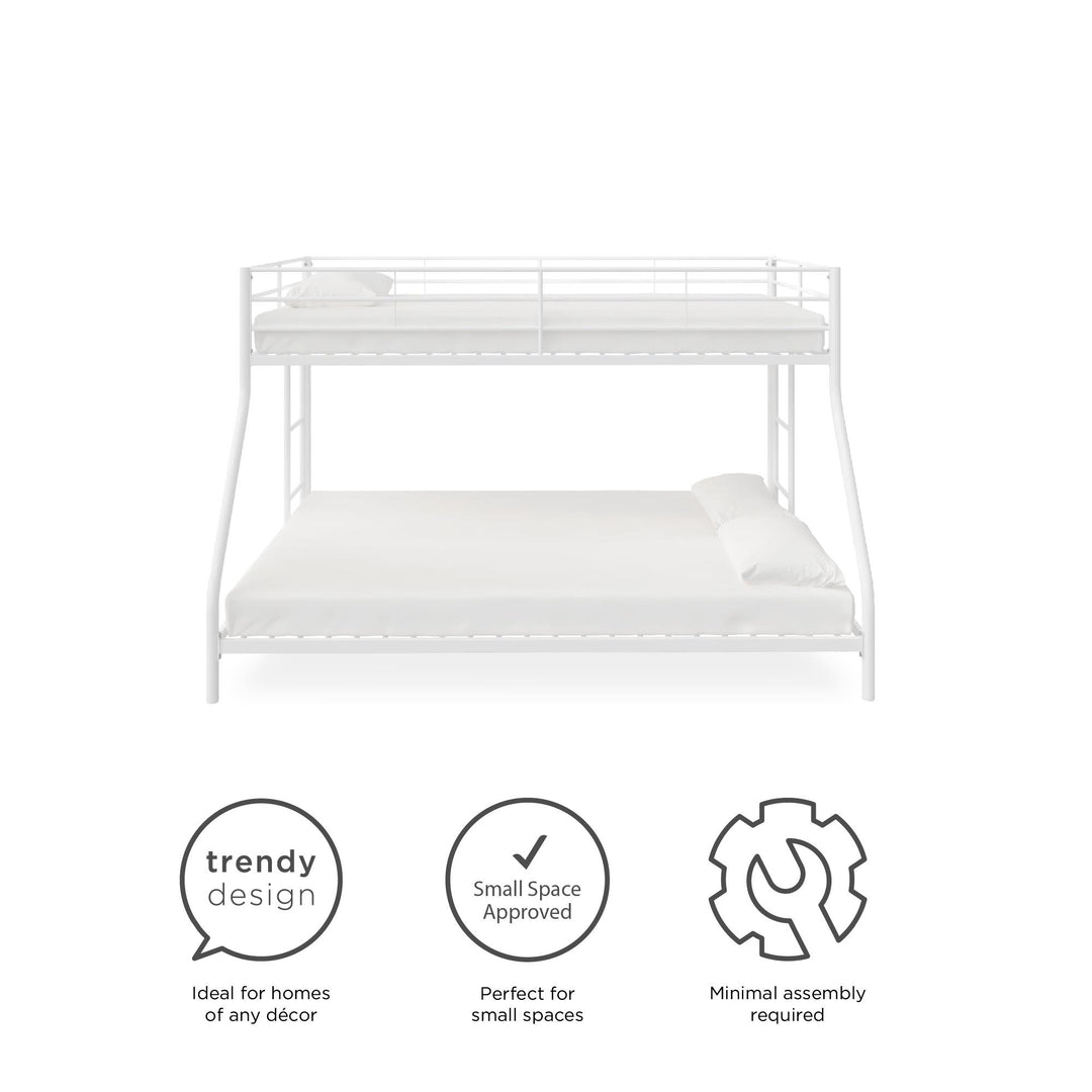 metal bunk beds twin over full - White - Twin-Over-Full