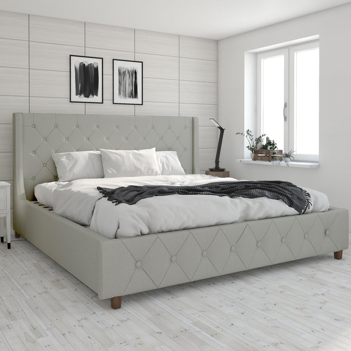 Mercer Upholstered Bed - Light Gray - King