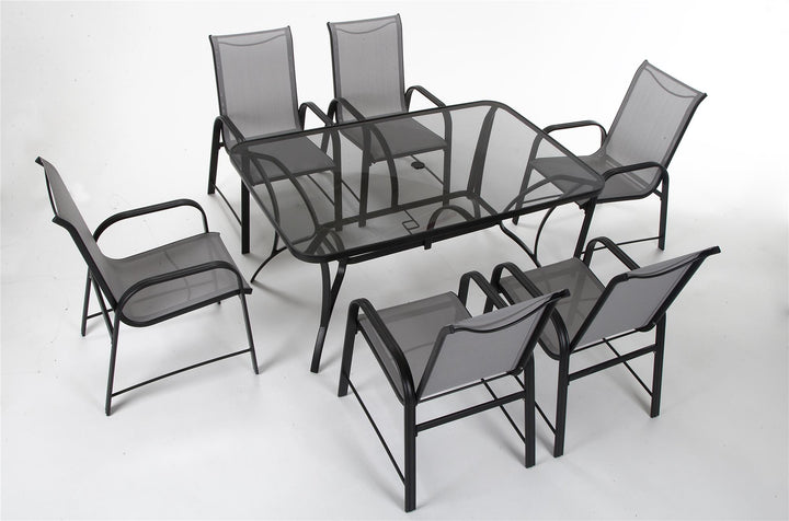 Paloma Outdoor Patio Dining Chairs with Weather Resistant Steel Frame, Set of 6 - Gray