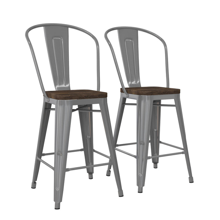 24 Inch Metal Counter Height Bar Stool -  Silver