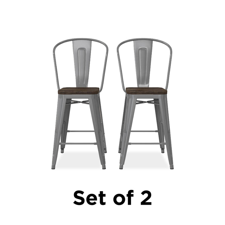 Stylish Luxor Metal Counter Height Bar Stool -  Silver