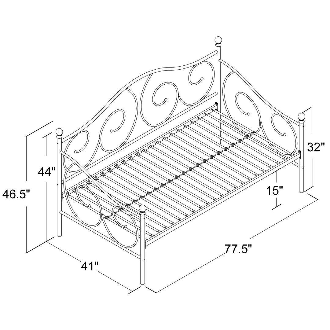 Victoria Metal Daybed with 15 Inch Clearance for Storage - Bronze - Twin