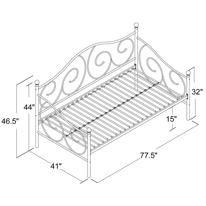 Victoria Metal Daybed with 15 Inch Clearance for Storage - Bronze - Twin