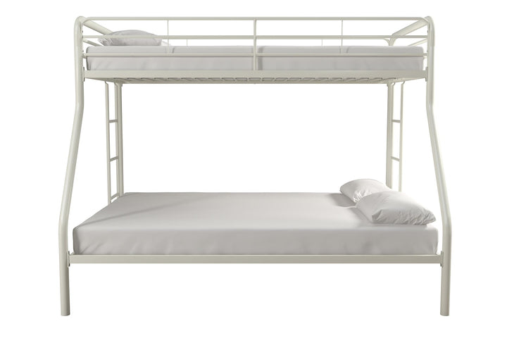 Dusty Twin over Full Metal Bunk Bed with Integrated Ladder - White - Twin-Over-Full