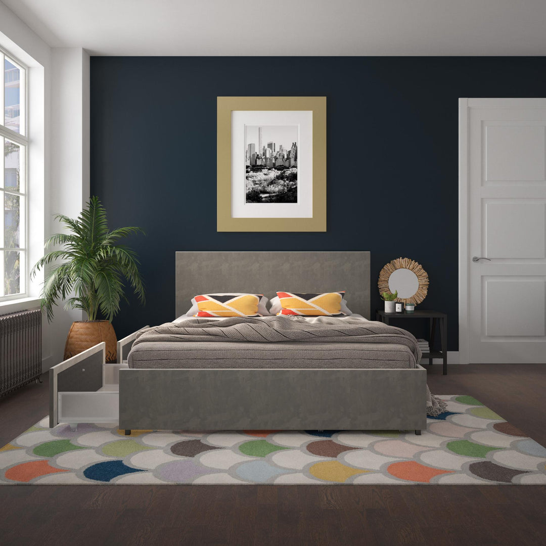 Kelly Bed with Storage Drawers -  Light Gray 